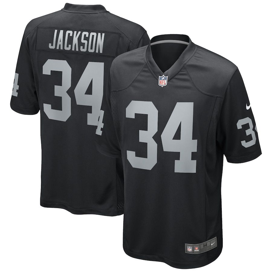 Men Oakland Raiders #34 Bo Jackson Nike Black Game Retired Player NFL Jersey